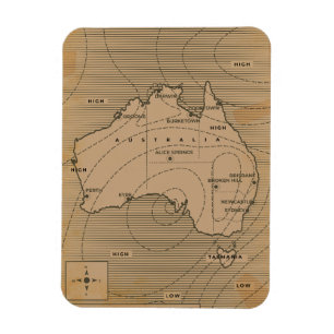 Vintage weather map of Australia Magnet