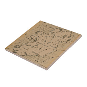 Vintage weather map of Ireland & Northern Ireland Tile
