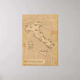 Vintage weather map of Italy, Scilly and Sardinia Canvas Print