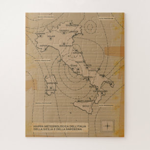 Vintage weather map of Italy, Scilly and Sardinia Jigsaw Puzzle
