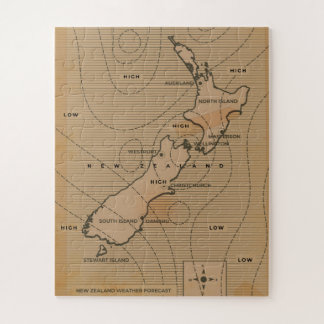 Vintage weather map of New Zealand Jigsaw Puzzle