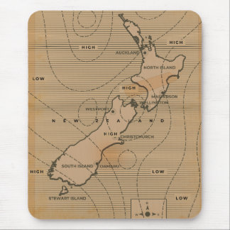 Vintage weather map of New Zealand Mouse Pad
