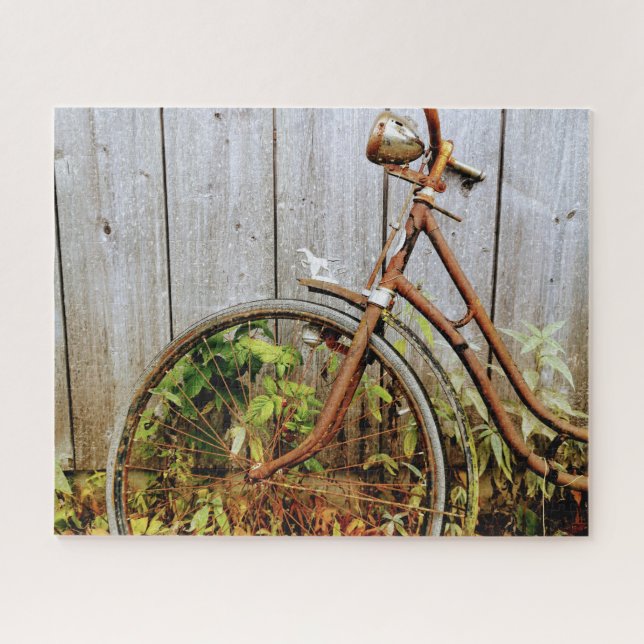 Vintage Weathered Bicycle Rustic Illustration Art Jigsaw Puzzle (Horizontal)