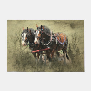 Vintage Weathered Clydesdale Postcard Doormat