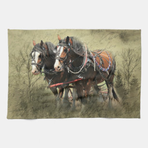 Vintage Weathered Clydesdale Postcard Kitchen Towel