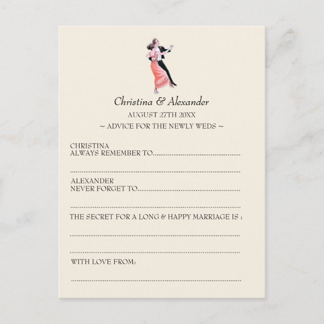 Vintage Wedding Ad Lib Cards Advice 1920's Theme (Front)