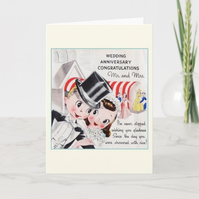 Vintage Wedding Anniversary Greeting Card (Front)