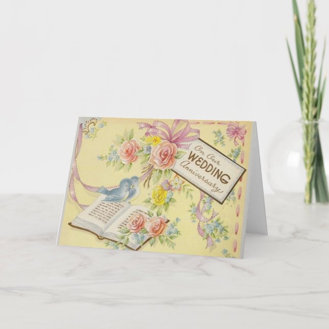 Vintage Wedding Anniversary Greeting Card (Front)