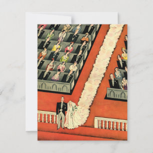 Vintage Wedding, Art Deco Bride and Groom Newlywed Announcement