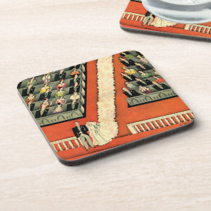 Vintage Wedding, Art Deco Bride and Groom Newlywed Coaster