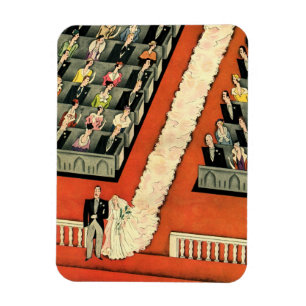 Vintage Wedding, Art Deco Bride and Groom Newlywed Magnet