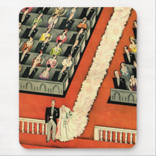 Vintage Wedding, Art Deco Bride and Groom Newlywed Mouse Pad