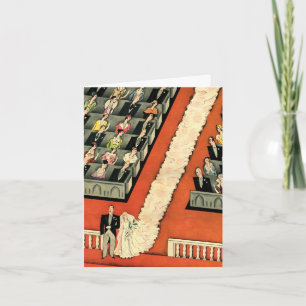 Vintage Wedding, Art Deco Bride and Groom Newlywed Thank You Card