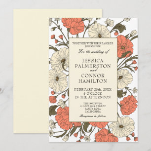 Vintage Wedding Art Nouveau Floral Invitation