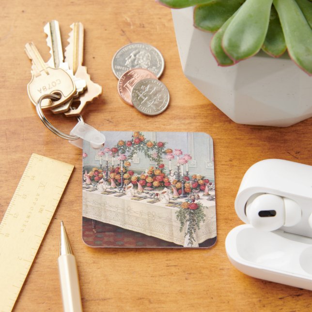 Vintage Wedding Banquet Table Keychain (Desk)