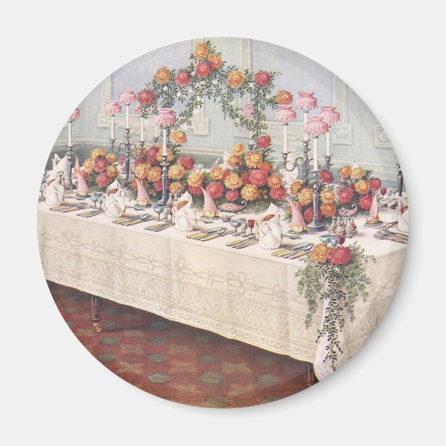 Vintage Wedding Banquet Table Magnet (Front)