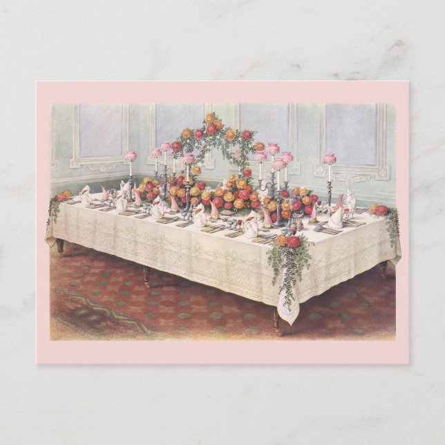 Vintage Wedding Banquet Table Postcard (Front)