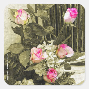 Vintage Wedding Bouquet Square Sticker