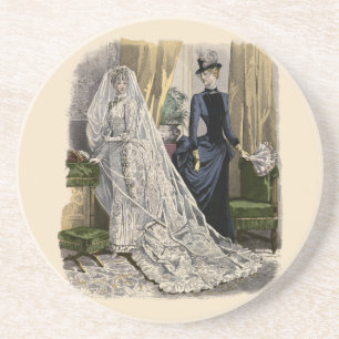 Vintage Wedding Bridal Portrait, Victorian Bride Coaster