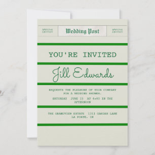 Vintage Wedding Bridal Shower Newspaper  Invitation