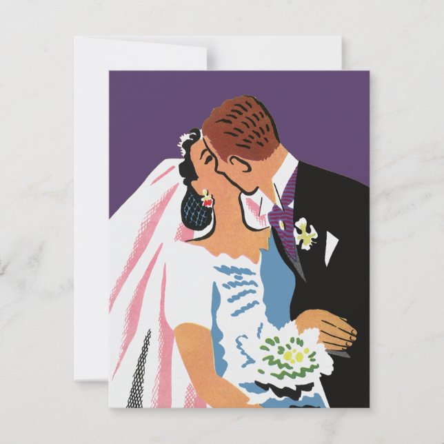 Vintage Wedding Bride and Groom, Save the Date (Front)