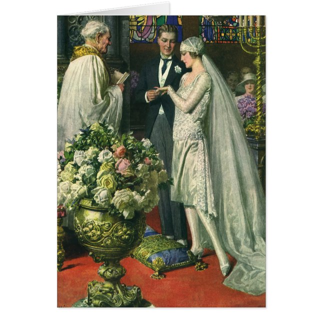 Vintage Wedding, Bride and Groom with Menorah (Front)