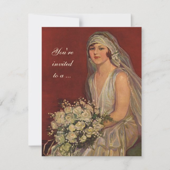 Vintage Wedding Bride, Bridal Shower Party Invitation (Front)