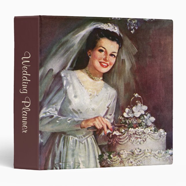 Vintage Wedding, Bride Cutting the Wedding Cake Binder (Front/Spine)