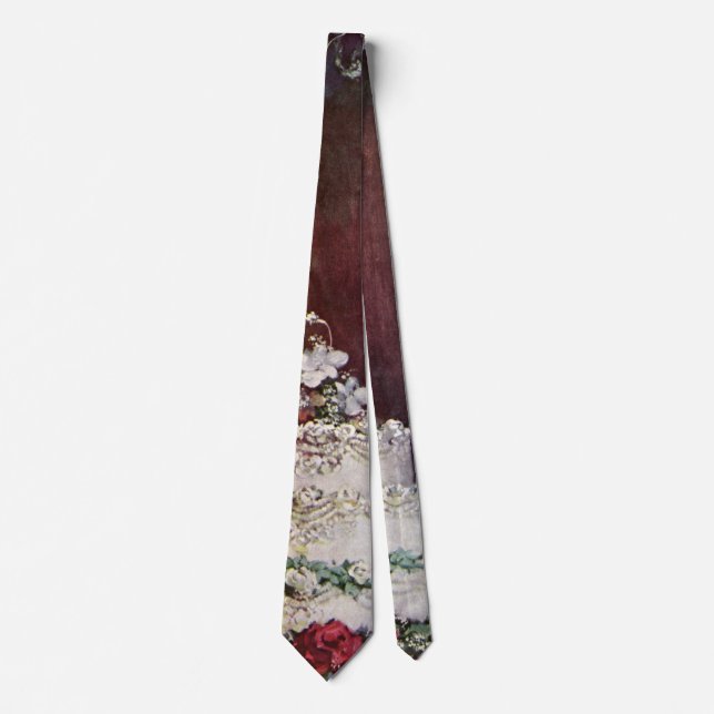 Vintage Wedding, Bride Cutting the Wedding Cake Tie (Front)
