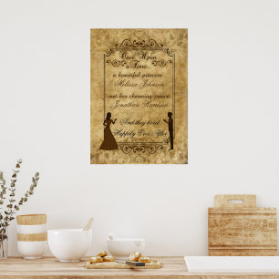 Vintage wedding Bride Groom Once upon a time Poster