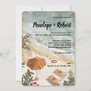 Vintage Wedding by the Sea Wedding  Invitation