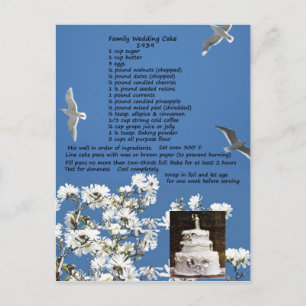 Vintage Wedding Cake Recipe Postcard