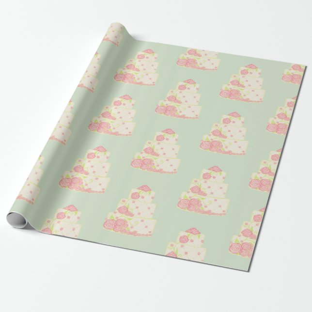 Vintage Wedding Cake Wrapping Paper  (Unrolled)