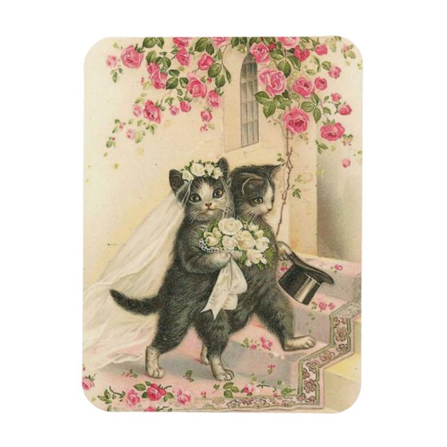 Vintage Wedding Cats, Magnet (Vertical)