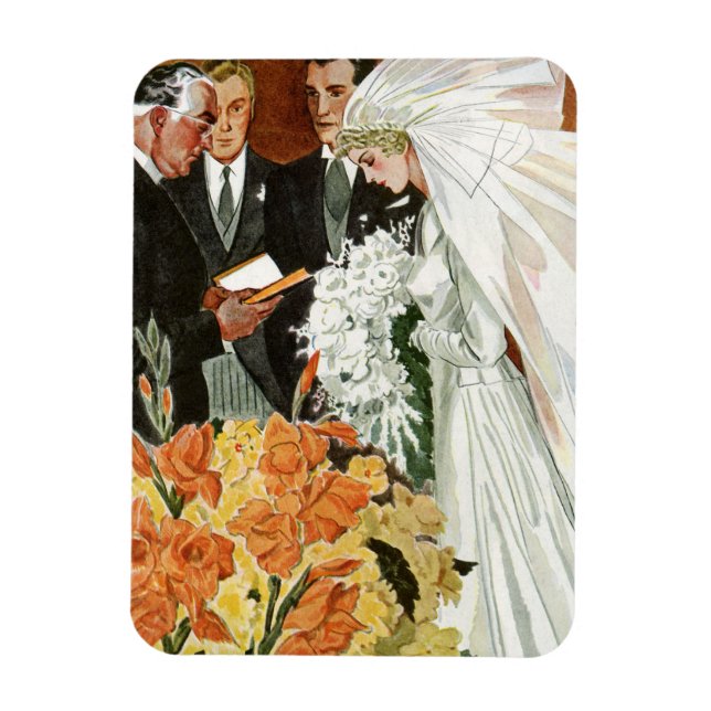 Vintage Wedding Ceremony with Bride and Groom Magnet (Vertical)