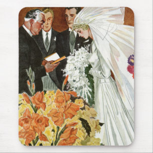 Vintage Wedding Ceremony with Bride and Groom Mouse Pad