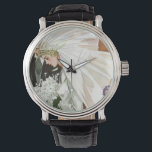 Vintage Wedding Ceremony with Bride and Groom Watch<br><div class="desc">Vintage illustration love and romance design featuring a bride and groom getting married. An officiant or priest is performing the wedding ceremony. There are many floral arrangements surrounding them and the bride is holding a big beautiful bouquet of white flowers.</div>