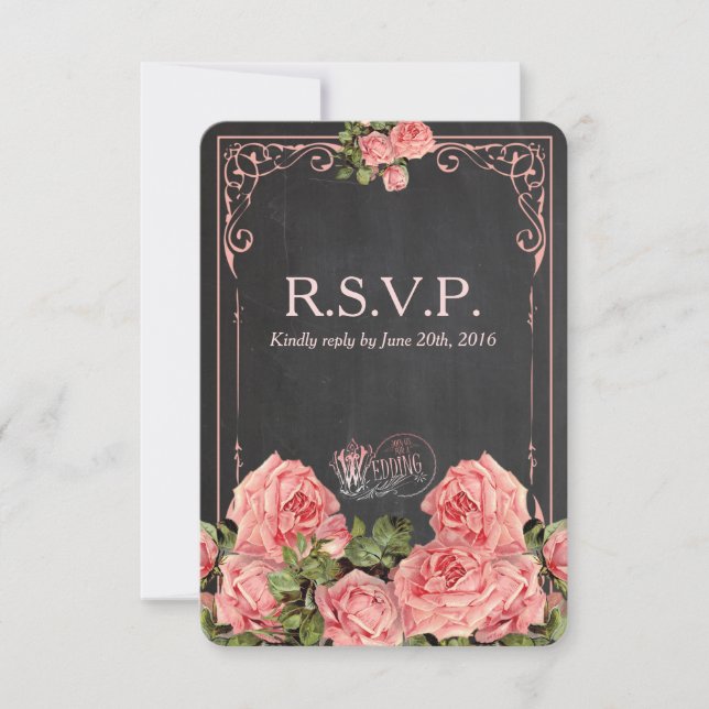 Vintage Wedding Chalkboard - Reply Card (Front)