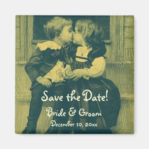 Vintage Wedding, Children Kiss Save the Date Magnet