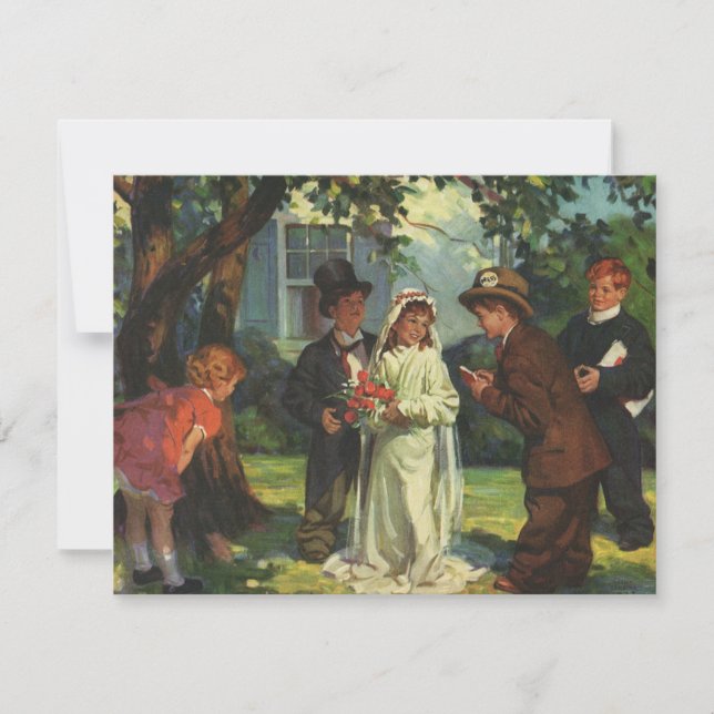 Vintage Wedding, Children Pretend Bride and Groom (Front)