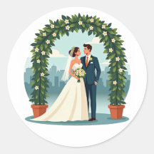 Vintage Wedding Couple Sticker 