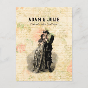 Vintage Wedding Customizable Old Fashioned Couple Postcard