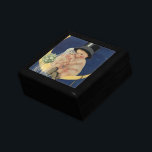 Vintage Wedding, Cute Bride and Groom on a Moon Gift Box<br><div class="desc">Vintage illustration love and romance wedding image featuring a cute baby couple sitting on a crescent moon in the night sky with twinkling stars. The bride has a sheer veil and a wedding floral bouquet of flowers and the groom has a top hat.</div>