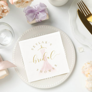 Vintage Wedding Dress Pink Bridal Shower White Napkin
