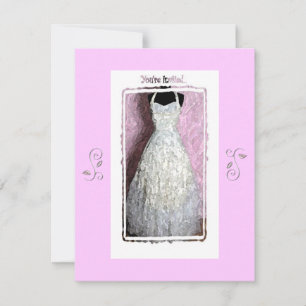 Vintage Wedding Dress Pink Shower Customizable Invitation
