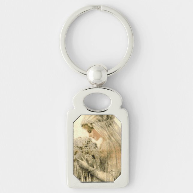 Vintage Wedding Elegant Bride Keychain (Front)