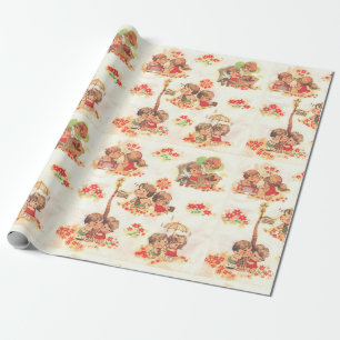Vintage Wedding Engagement Anniversary Playful  Wrapping Paper