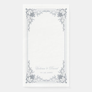 Vintage Wedding Faux Silver Grey Elegant Script  Napkin