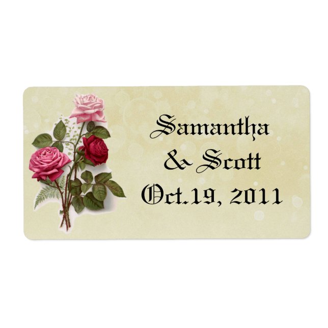 Vintage Wedding Favour Labels (Front)