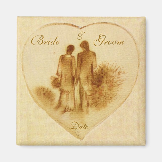 Vintage Wedding Favour Magnet (Front)